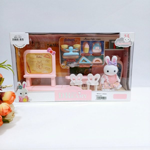 Изображение для Игровой набор Зайчик с мебелью и аксессуарами, игрушечная мебель для кукольного домика Школьный класс Bay Dreamy - 8160
