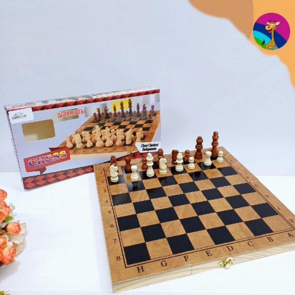 Изображение для Настольная игра 3 в 1 Шахматы Шашки Нарды деревянные 50 х 25 см - 8232